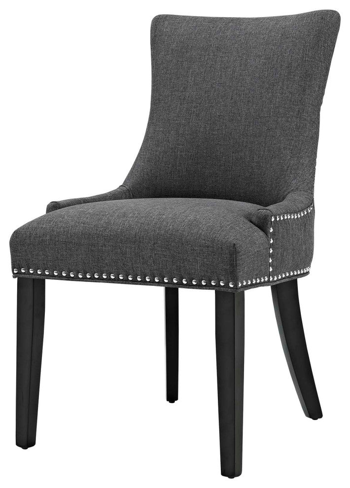 Side Dining Chair, Set of 2, Fabric, Wood, Gray, Modern, Bistro Restaurant