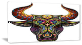 "Ornamental Bull Animal Canvas" Digital Print, 40"x20"