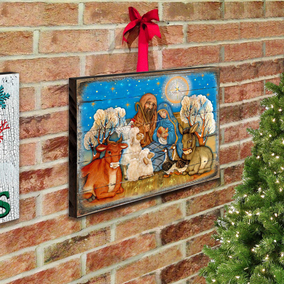Nostalgic Nativity Wooden Wall Art, Large 24x18
