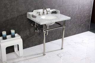 Kingston Brass LMS3030MB6 30" Carrara Marble Console Sink, Legs
