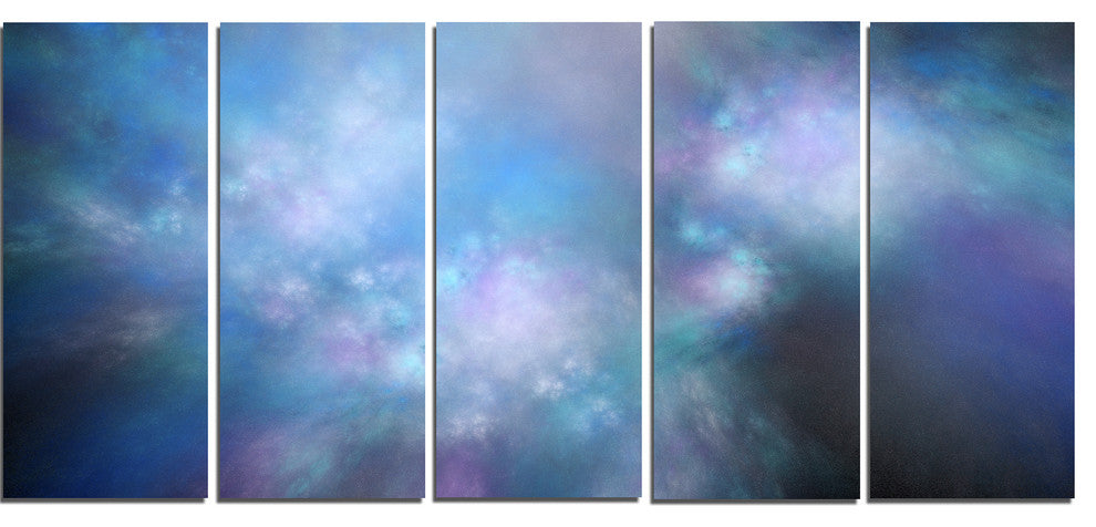 Perfect Light Blue Starry Sky, Abstract Canvas Art Print, 60"x28", 5 Panels