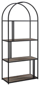Contemporary Metal Arch Asymmetric Bookshelf "“ Grey Wash
