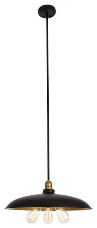 Living District Anders 3-Light Transitional Metal Chandelier in Black and Brass