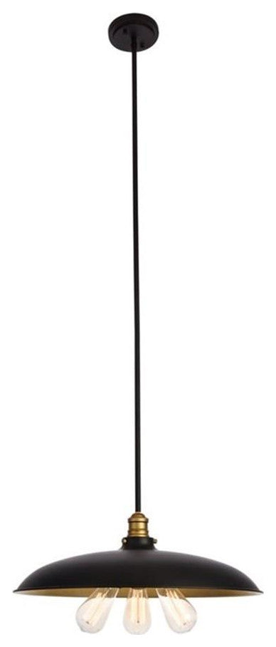 Living District Anders 3-Light Transitional Metal Chandelier in Black and Brass