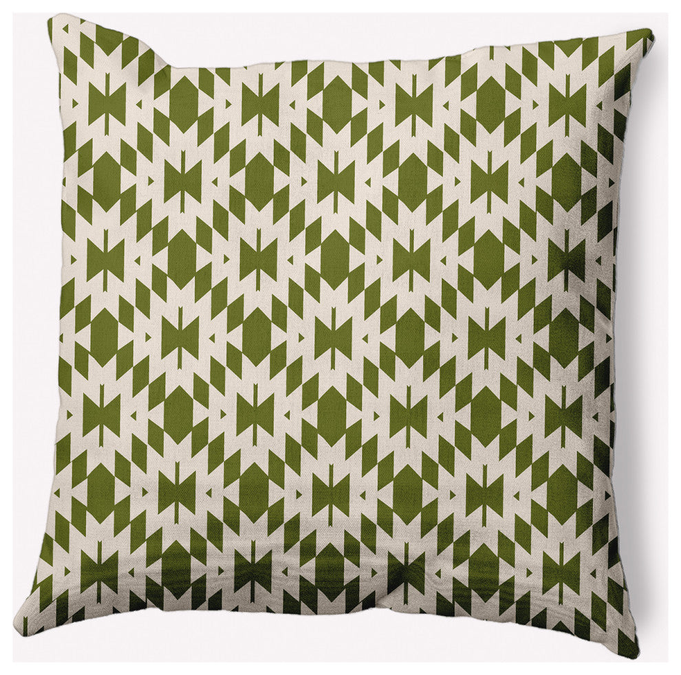 18" x 18" Geo Craze Indoor/Outdoor Polyester Throw Pillow, Olive