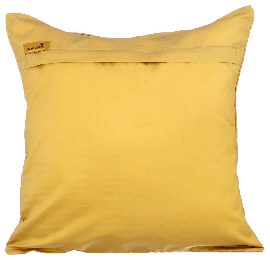Yellow Single Cushion Sofa Taffeta & Silk 20"x20" Pintucks Textured, Yellow Joy