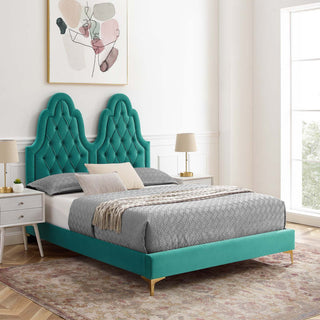 Alexandria Tufted Performance Velvet King Platform Bed - Teal