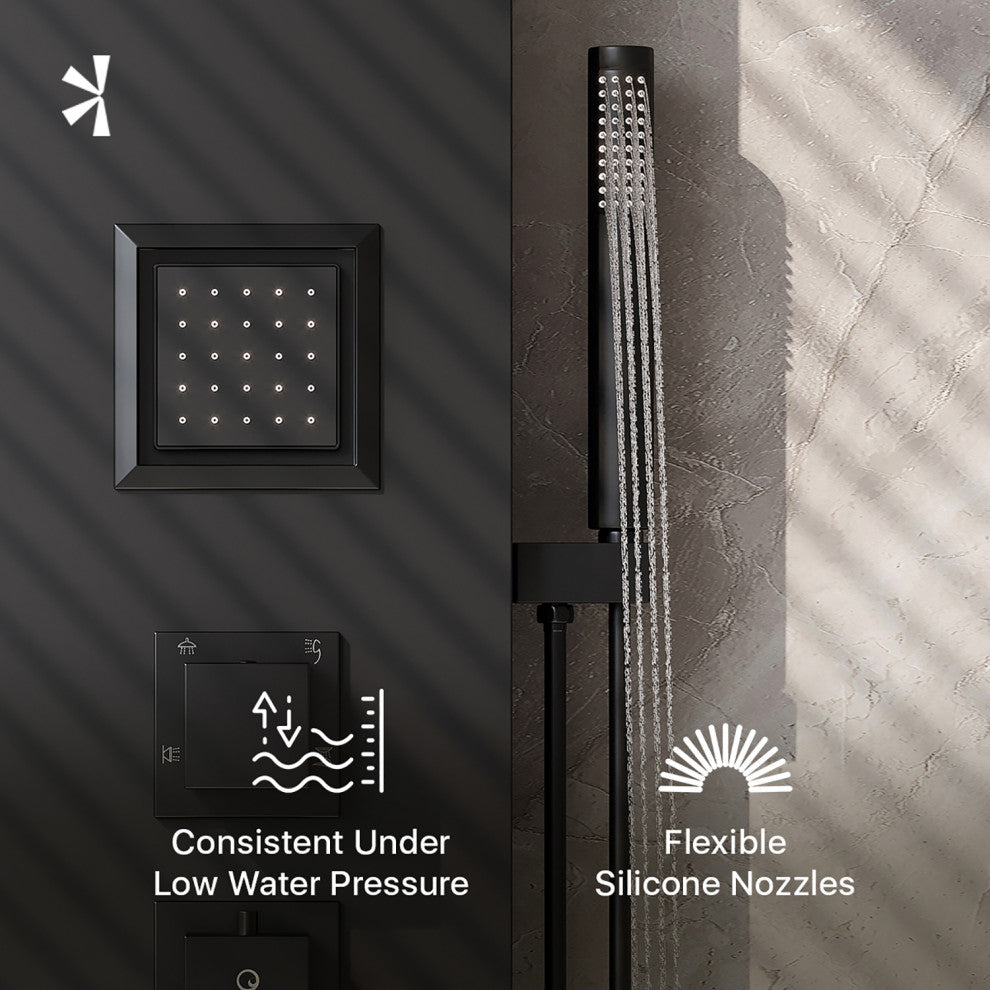 Eviva Mulino Black Aluminum Thermostatic Shower Massage Panel