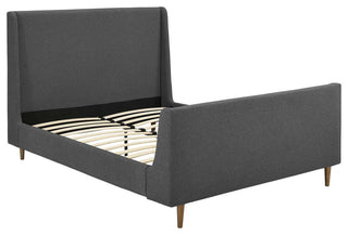 Aubree Queen Upholstered Fabric Sleigh Platform Bed