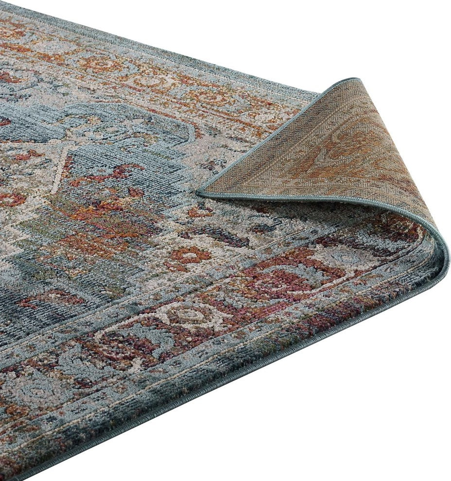 Tribute Camellia Distressed Vintage Floral Persian Medallion 5x8 Area Rug