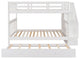 Gewnee Pine Wood Full Over Full Bunk Bed with Trundle and Stairway in White