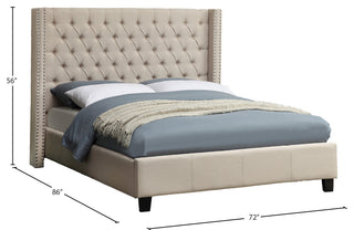 Ashton Linen Bed, Beige, Queen
