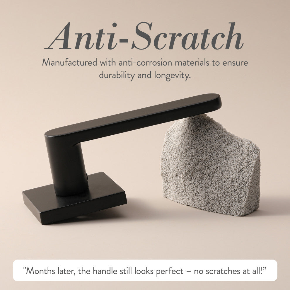 Modern Heavy Duty Designer Door Handle - Chrystie Collection, Matte Black, Privacy Right Hand