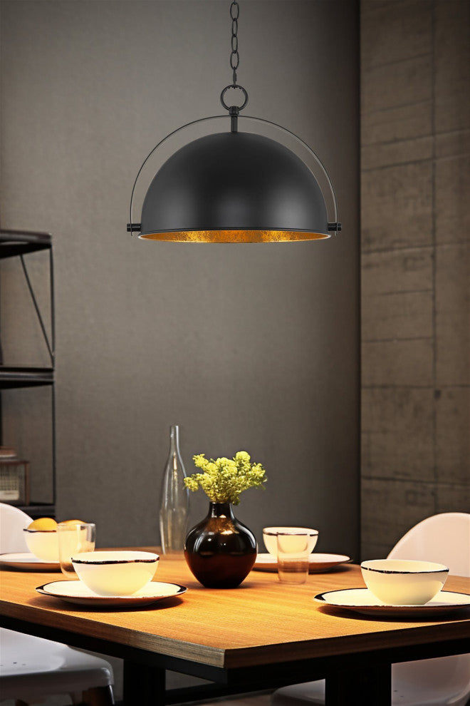 Kira Home Sulis 15" Pendant Light + Satellite Style Shade, Black