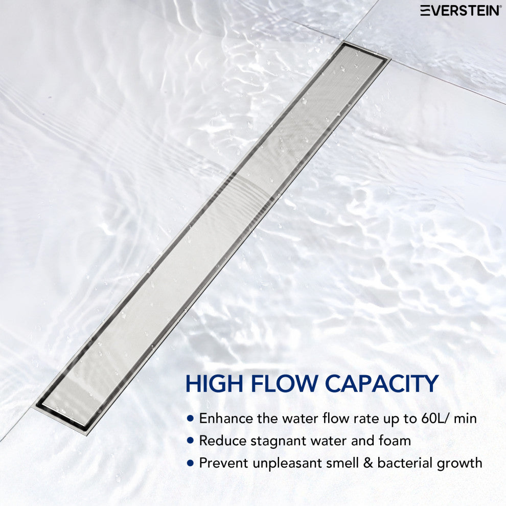 24" Stainless Steel Linear Shower Drain, Tile-In Pattern, Brushed Nickel