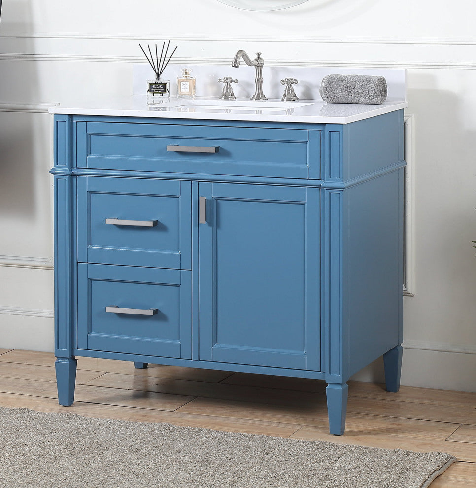 36" Tennant Brand Durand Modern Teal Blue Bathroom Sink Vanity