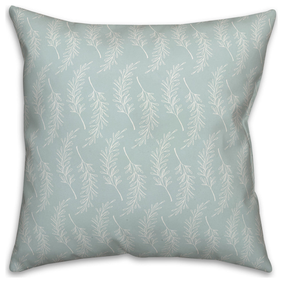 Leaf Branch Pattern Light Blue 3 20x20 Spun Poly Pillow