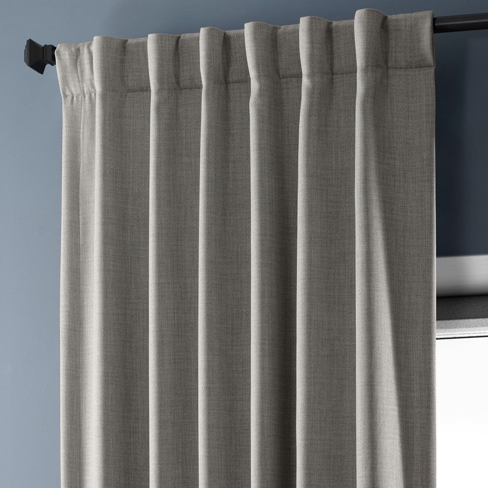 Faux Linen Darkening Curtain Single Panel, Clay, 50"x120"