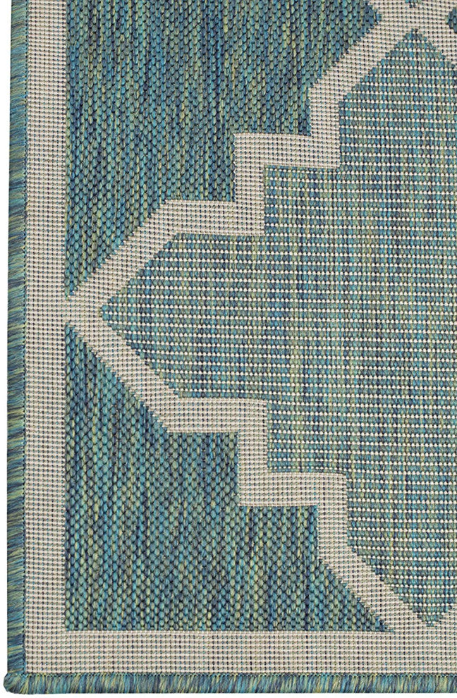 Outdoor Collection Trellis Diamond Rug Geometric Rug, Ocean, 7'10"x10'