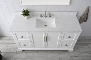 Vanity Art Bathroom Vanity With Sink & Top, White, 60", Engineered Marble