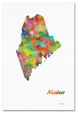 Marlene Watson 'Maine State Map-1' Canvas Art, 16"x24"