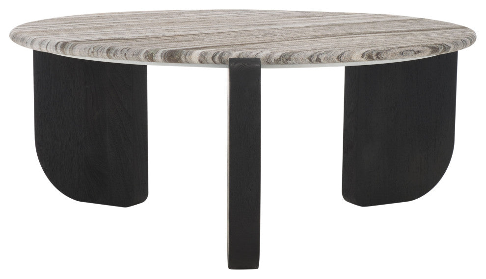 Safavieh Couture Graelyn Marble Top Coffee Table, Black/Grey