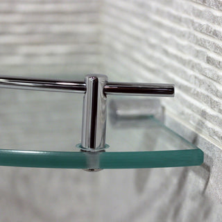 Wall Mounted Corner Glass Shelf, Chrome