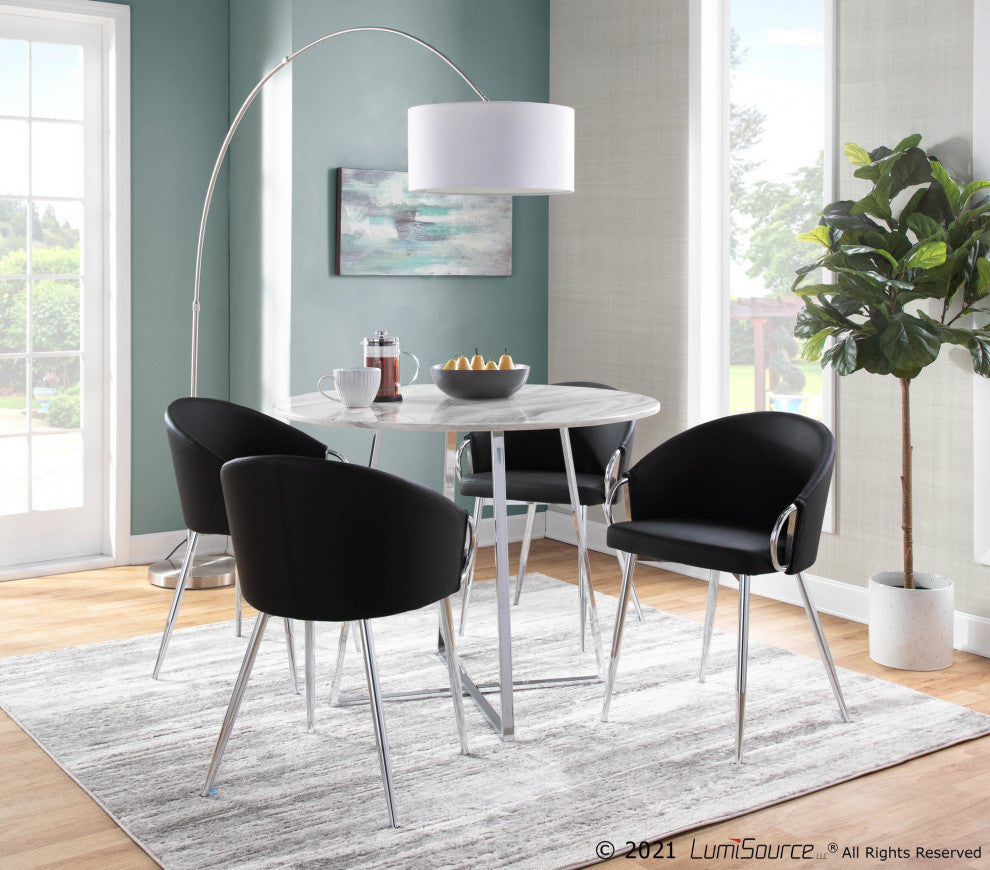 Claire Chair, Silver Metal, Black PU