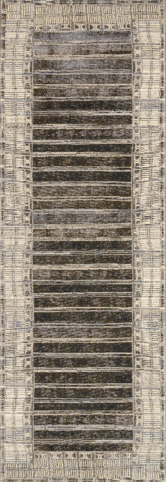 Mika In/out Area Rug by Loloi, Charcoal / Ivory, 2'5"x7'8"