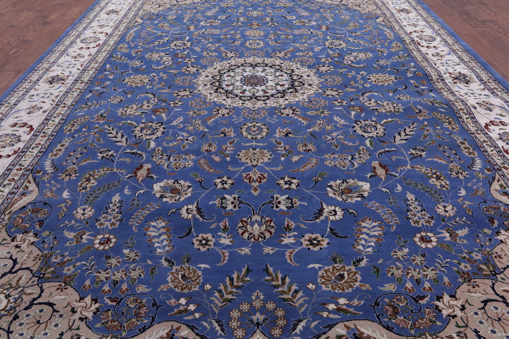 Persian Nain Wool and Silk Hand Knotted Rug 10' 7" X 17' 4" Q9338