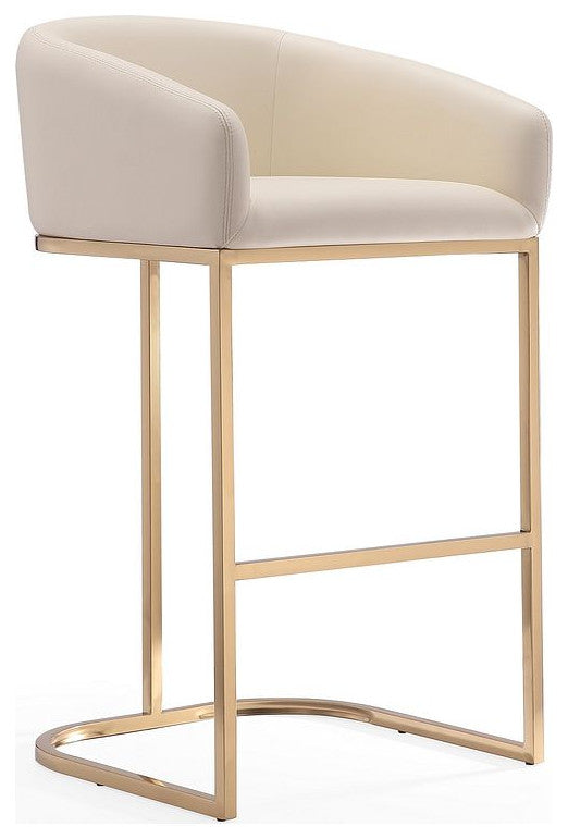 Louvre Barstool in Cream and Titanium Gold