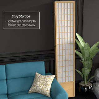 7' Tall Window Pane Shoji Screen, Natural, 5 Panels