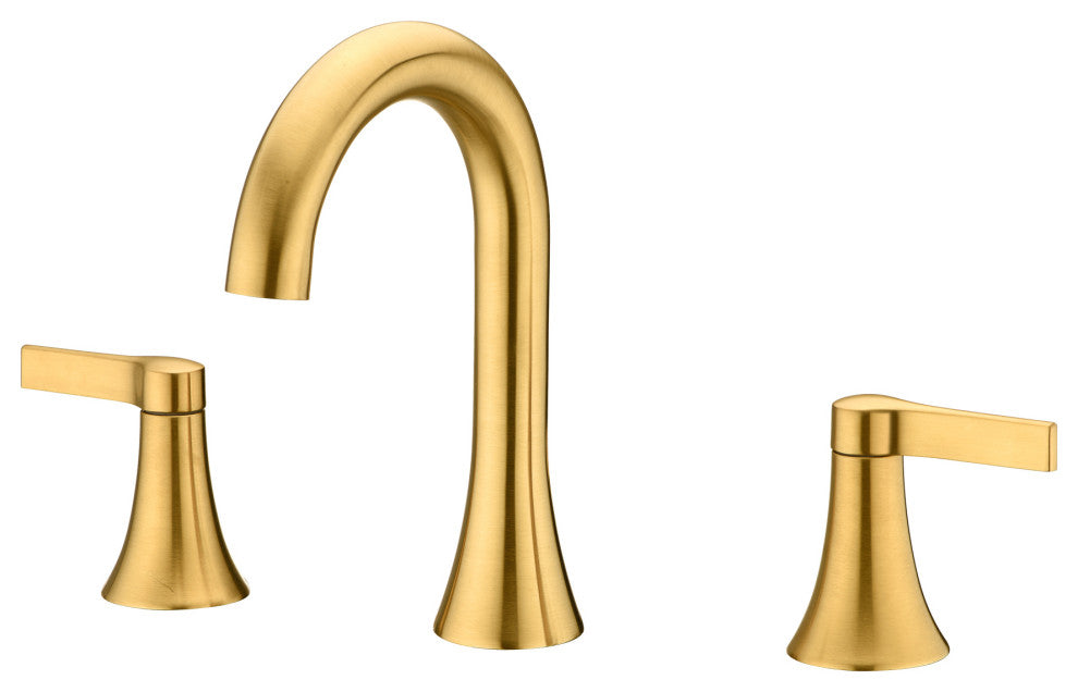 Luxier WSP11-T 2-Handle Widespread Bathroom Faucet with Drain, Brushed Gold