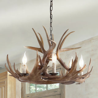 Eldora Adjustable Resin Antler 6-Light Chandelier, Width: 28.5"