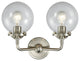 2-Light Beacon 14" Sconce, Brushed Satin Nickel, Glass: Clear