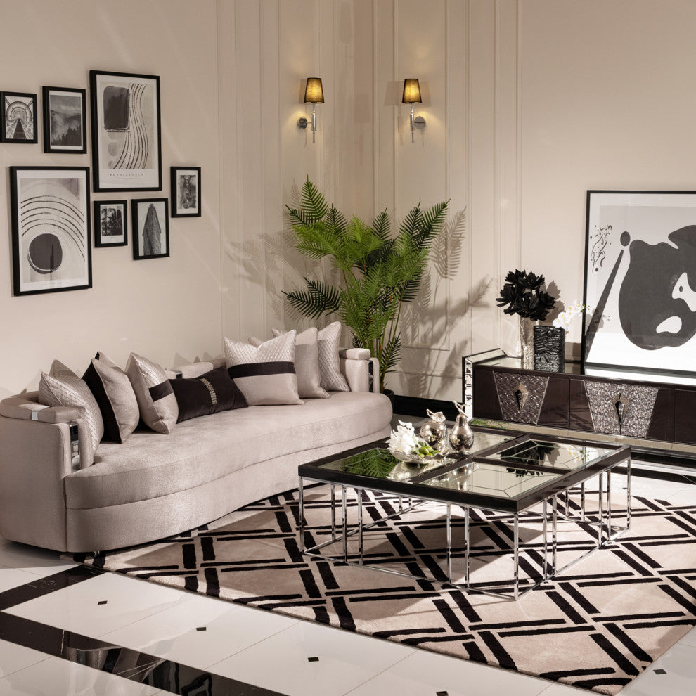 Carmela Cocktail Table Glossy Charcoal Sand