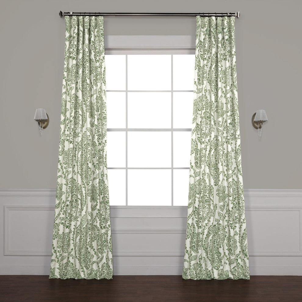 Tea Time Blackout Room Darkening Room Darkening Curtain Pair, Green, 50"x96"