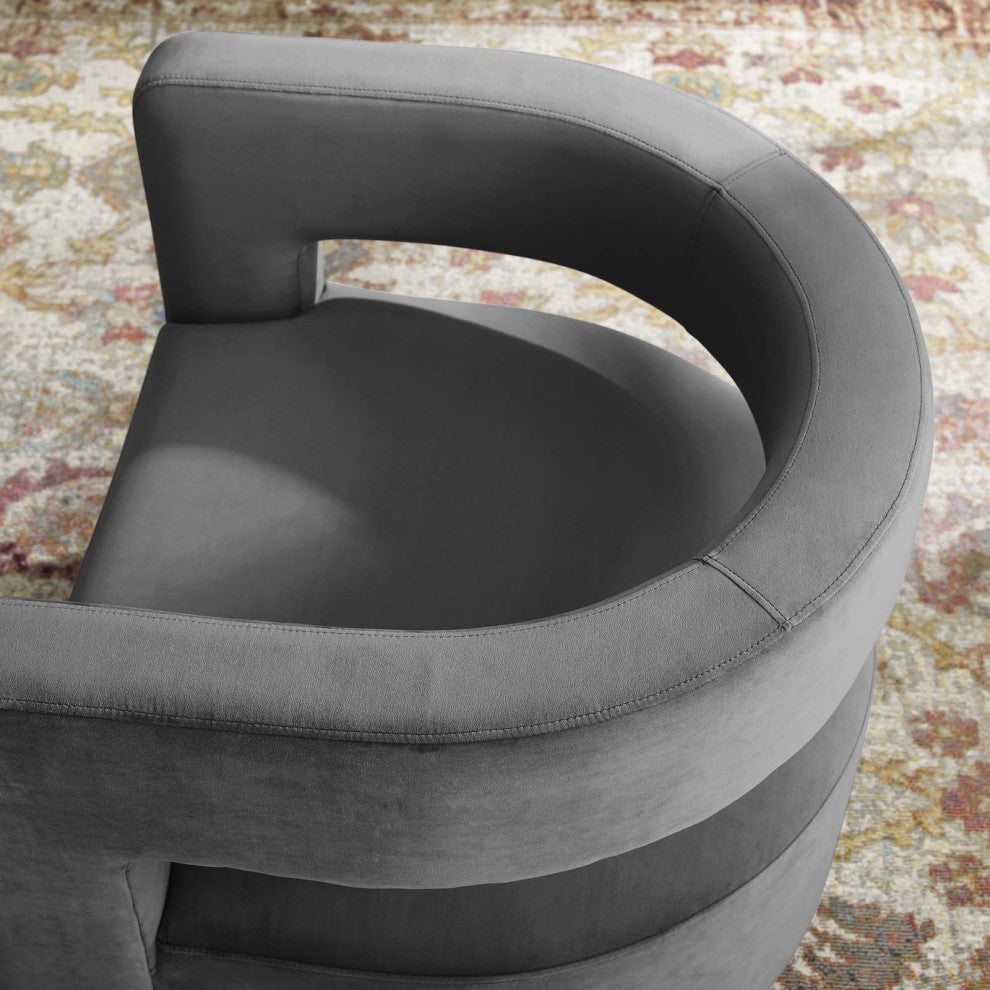 Armchair Accent Chair, Velvet, Gray, Modern, Living Lounge Hospitality
