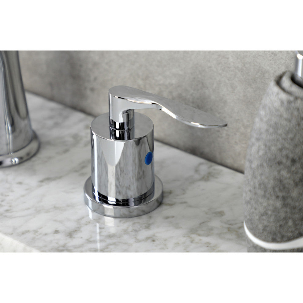 Two-Handle 3-Hole Deck Mount Widespread Bathroom Faucet With Drain, Chrome