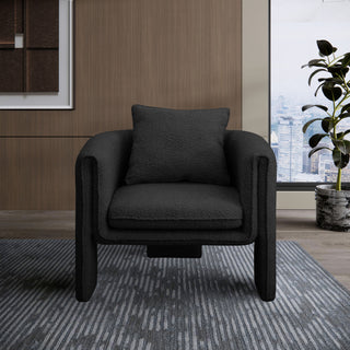 Stylus Boucle Fabric Upholstered Accent Chair, Black