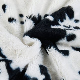 Cow Printed Faux Fur Pillow Shell 2 Piece Set, Black / White