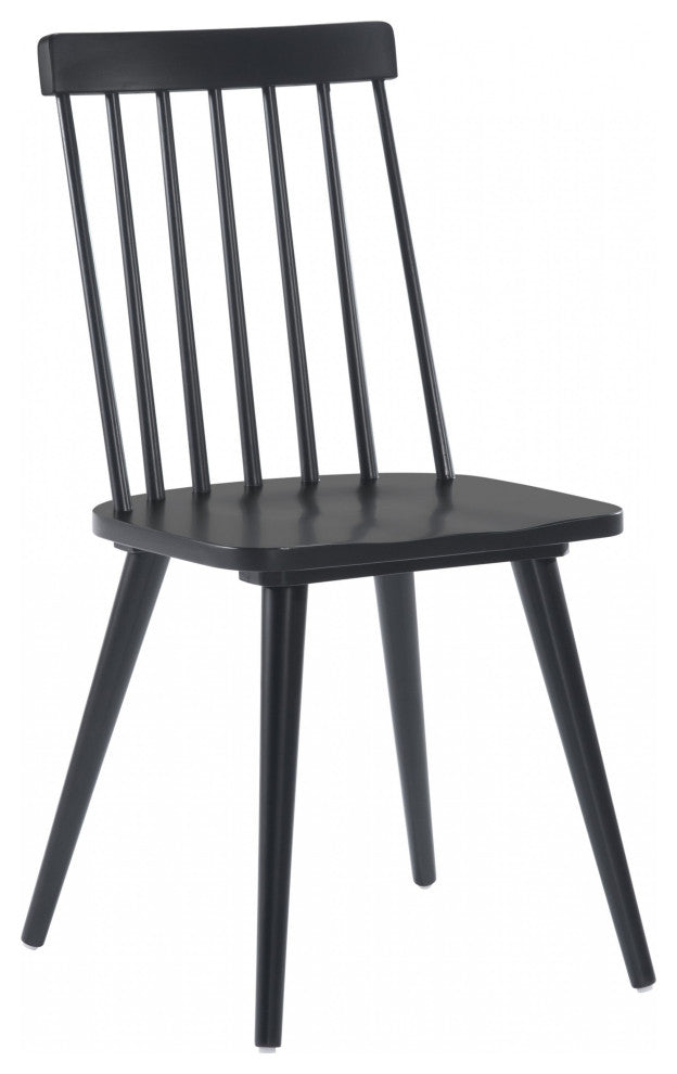 Set of Two Modern Black Armless Spindle Dining Chairs