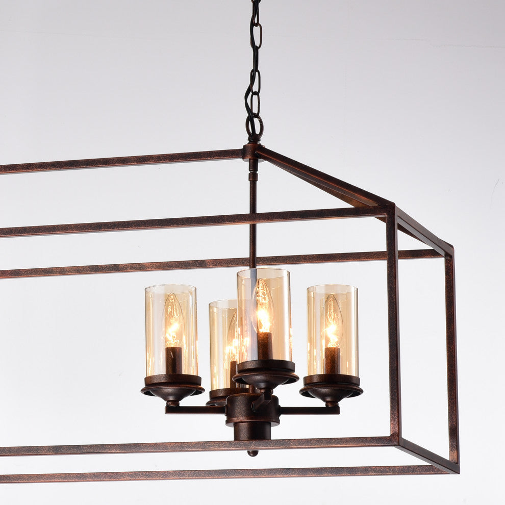 Thyra Modern Black Brushed Gold 8-Light Chandelier for Dining Room, Kitchen