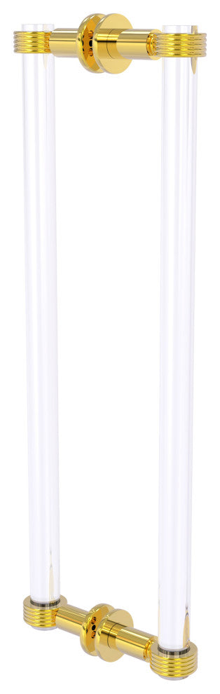 Clearview 18" Back to Back Groovy Accent Shower Door Pull, Polished Brass