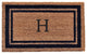 Dark Blue Border 18"x30" Monogram Doormat, Letter H