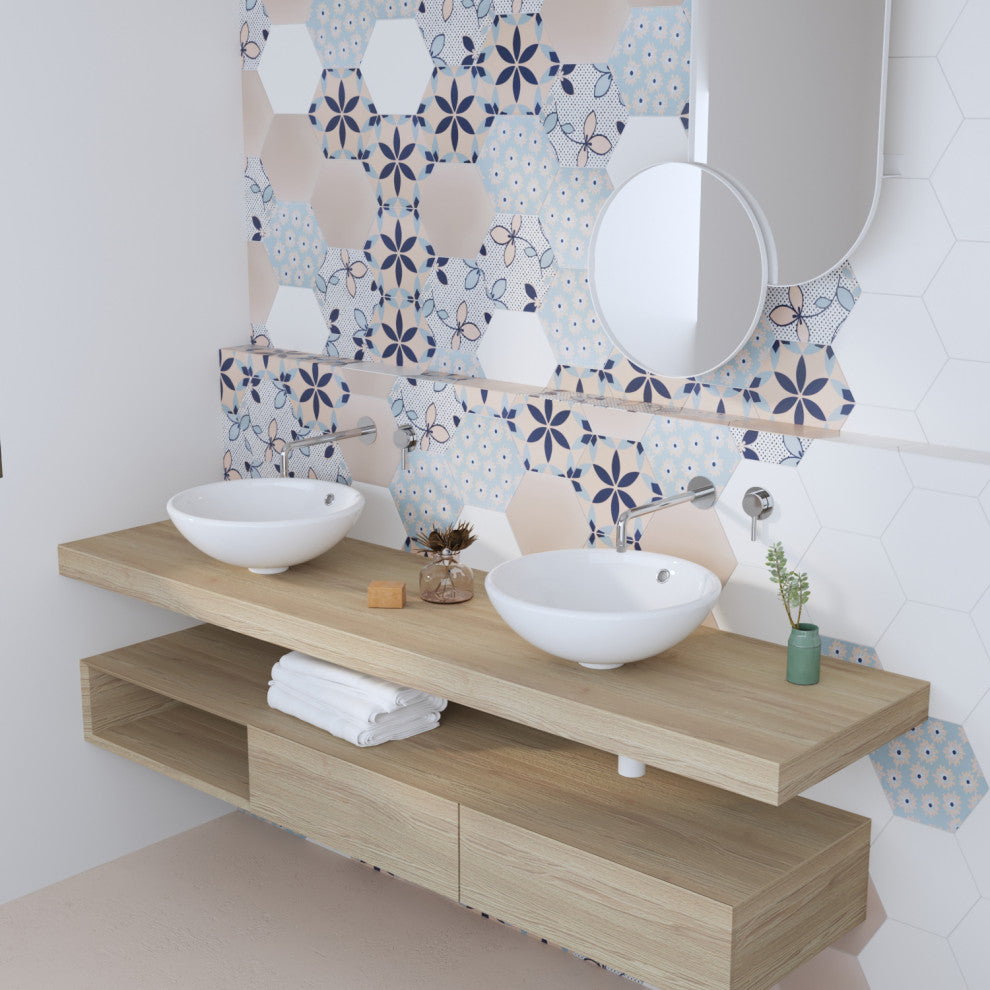 White Ceramic Circular Bathroom Vessel Bathroom Above Counter Sink With Overflow