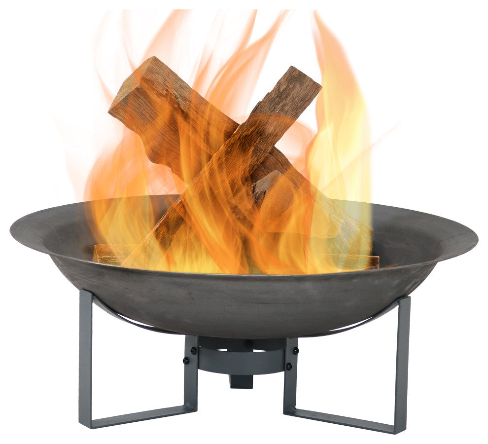 Sunnydaze Outdoor Modern Cast Iron Fire Pit Bowl With Stand, 23"