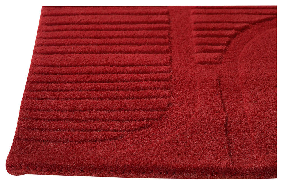 Hand Tufted Tomato Wool Area Rug, 6''6"x9''9"