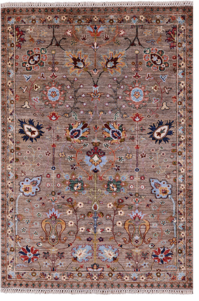 Persian Tabriz Handmade Wool Rug 4' 1" X 5' 11" Q11256