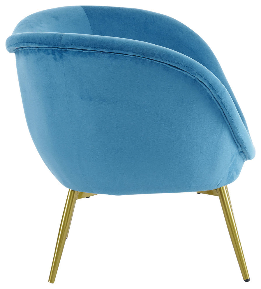 GDF Studio Modern Velvet Accent Chair With Gold Metal Legs, Teal